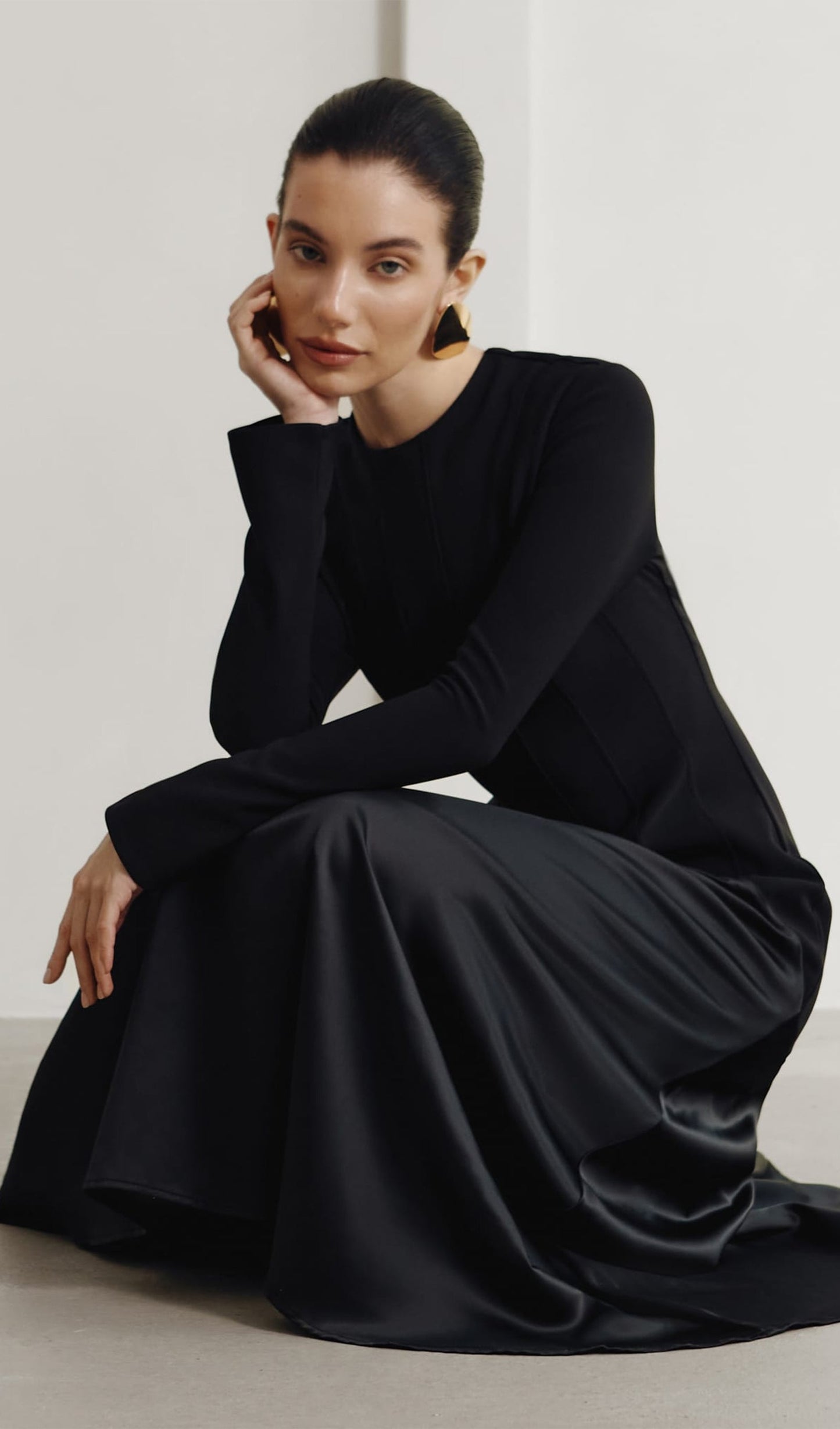 KNITTED SATIN MAXI DRESS