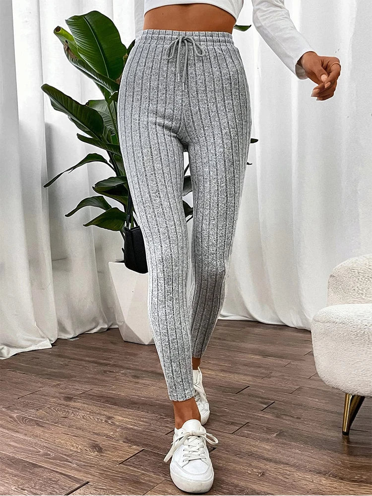 Legging côtelé taille haute