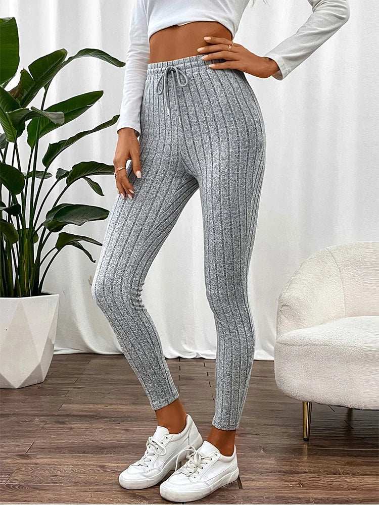 Legging côtelé taille haute
