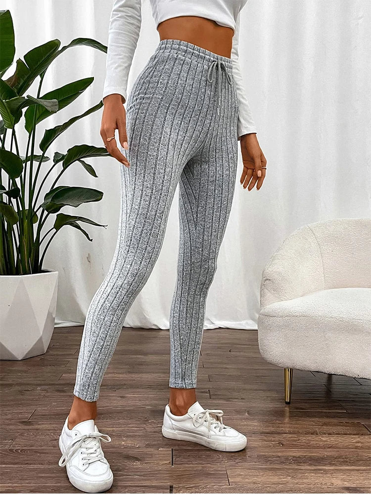 Legging côtelé taille haute