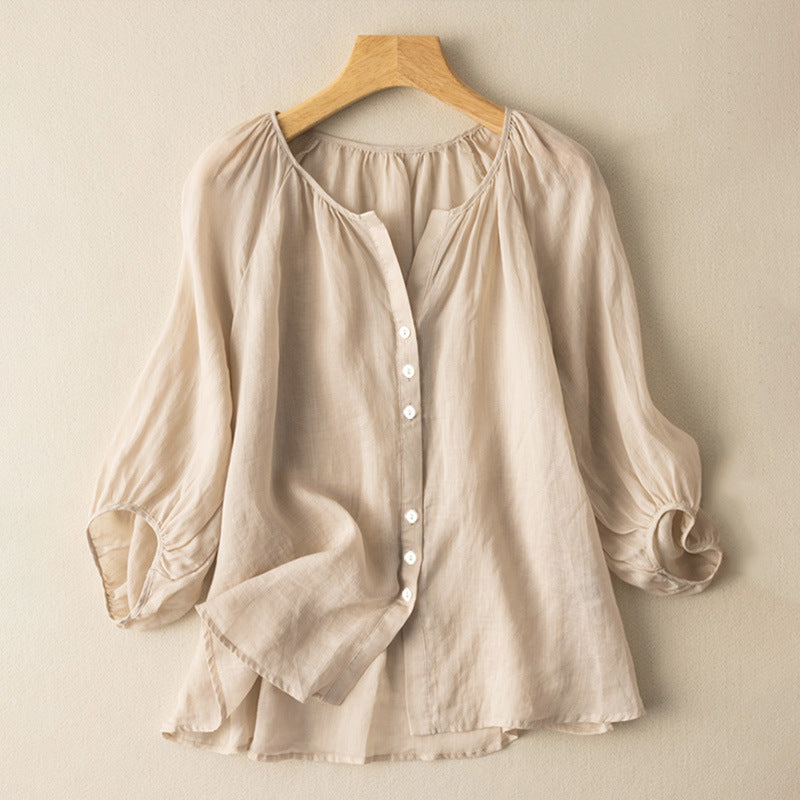 ALENA LINEN BLOUSE