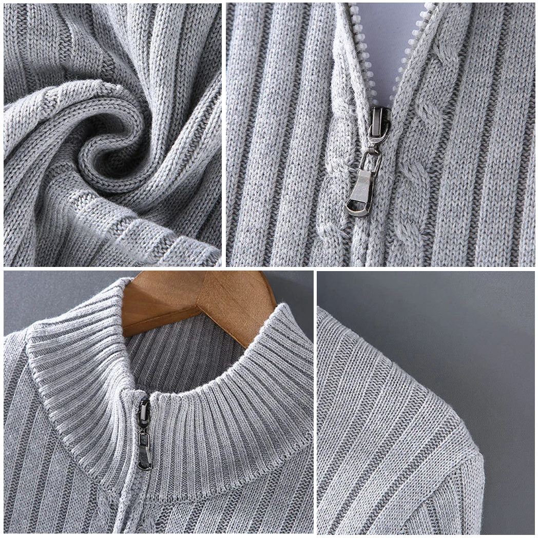 Cardigan zippé en laine mérinos Massimo
