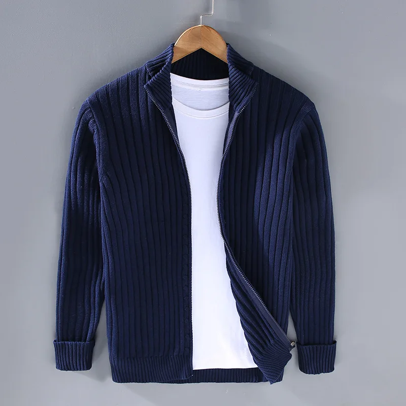 Cardigan zippé en laine mérinos Massimo