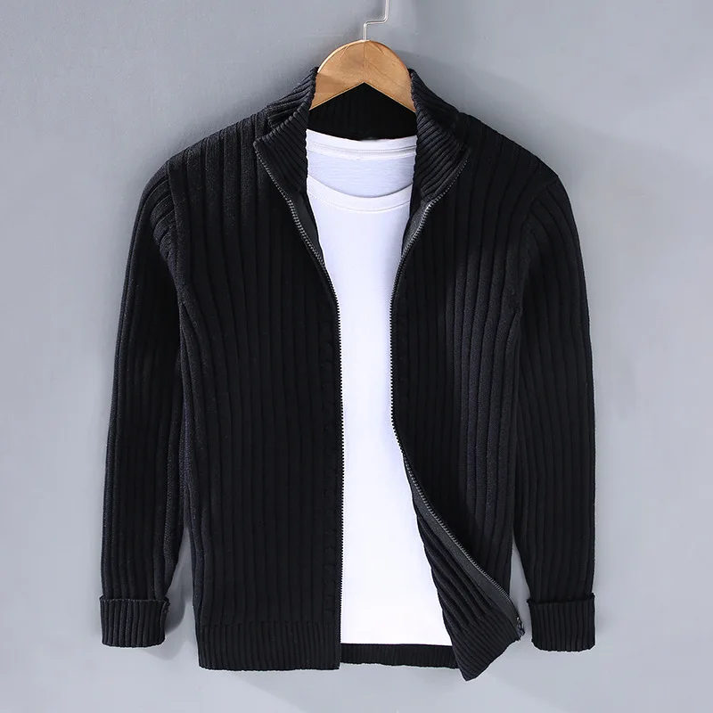 Cardigan zippé en laine mérinos Massimo