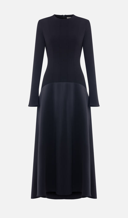 KNITTED SATIN MAXI DRESS