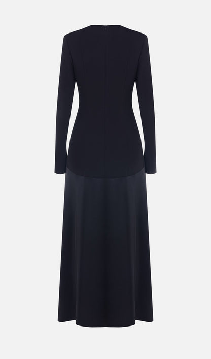 KNITTED SATIN MAXI DRESS