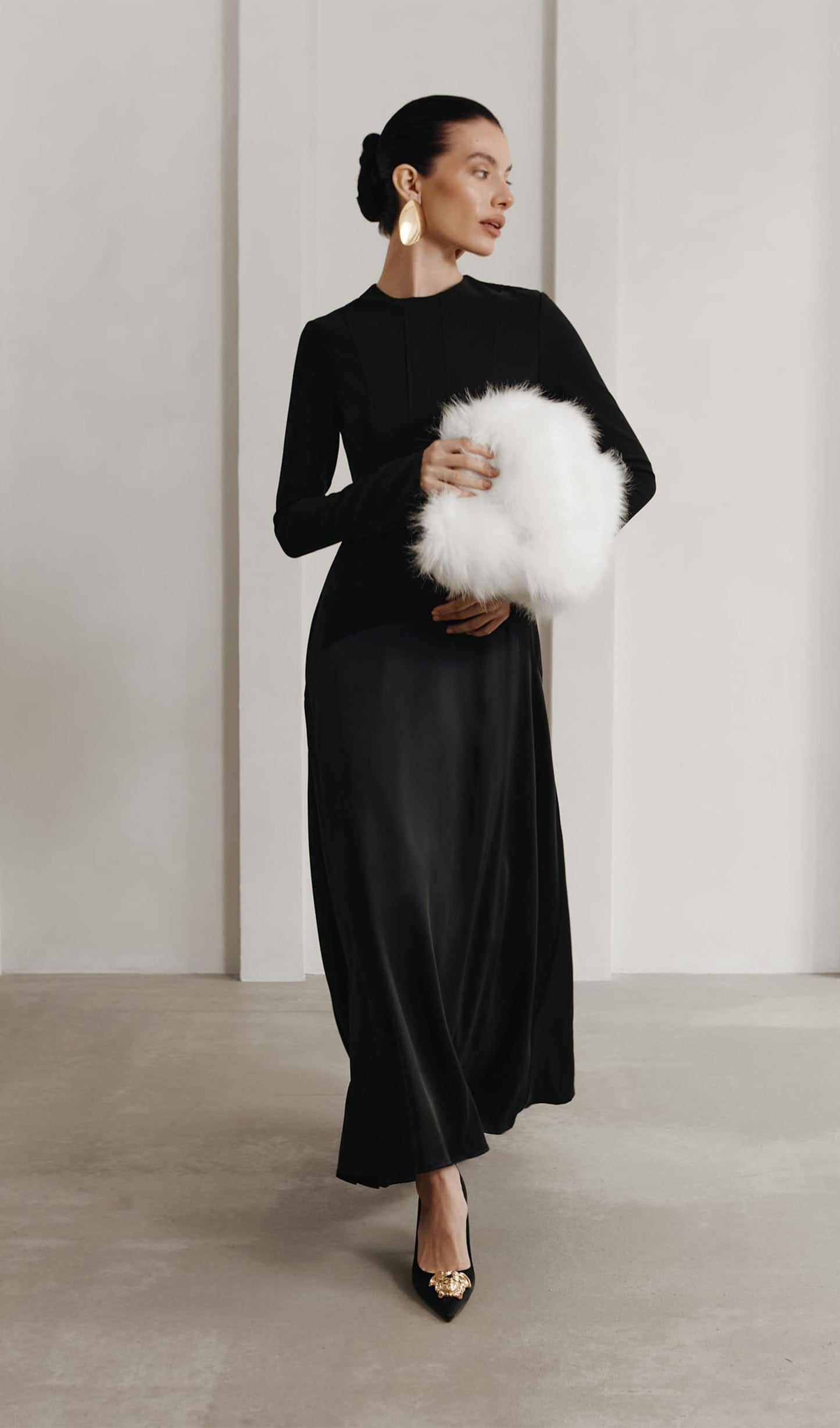 KNITTED SATIN MAXI DRESS