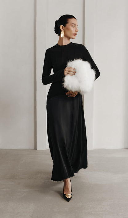KNITTED SATIN MAXI DRESS