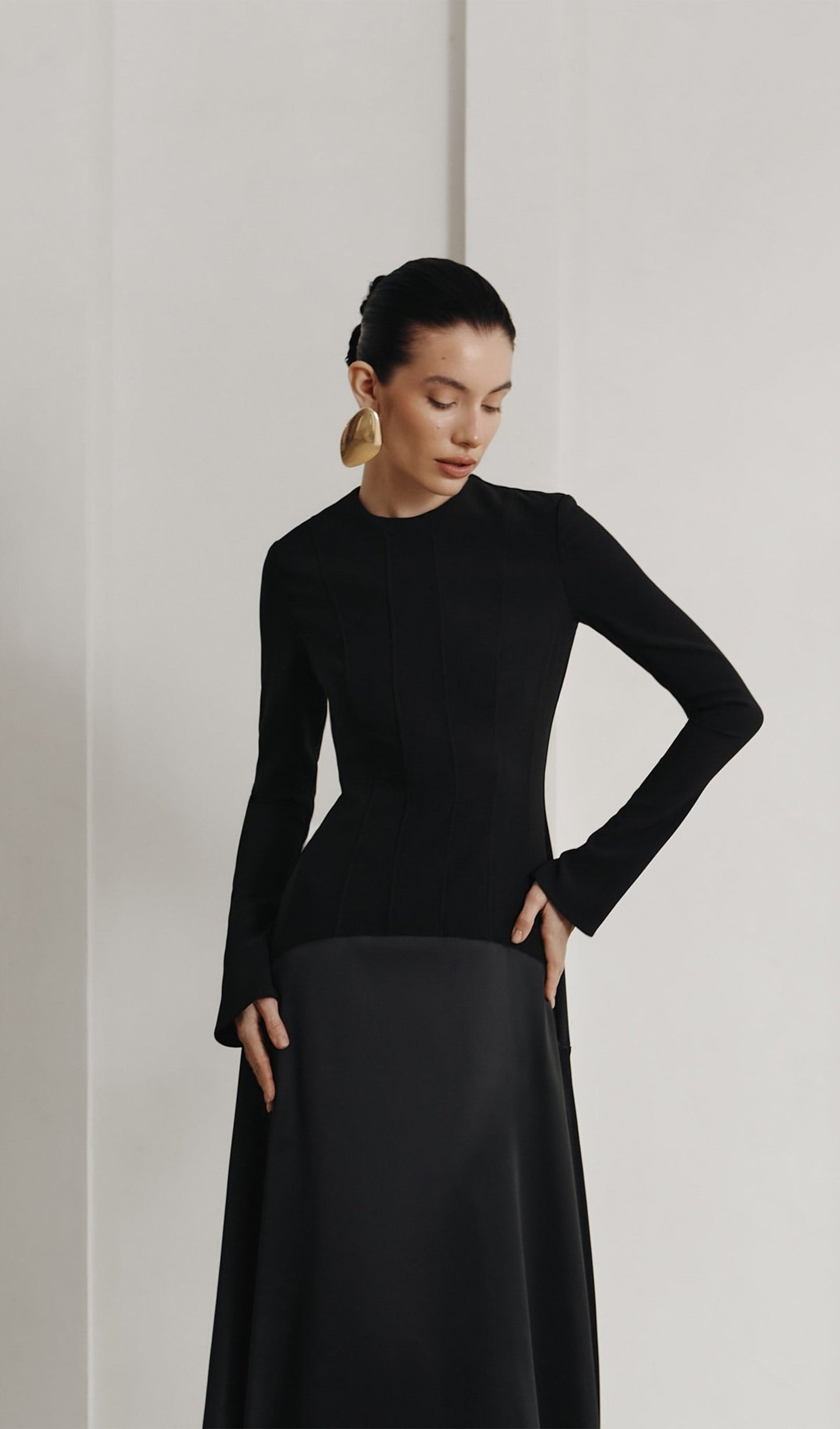 KNITTED SATIN MAXI DRESS