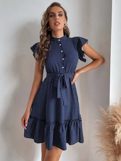 Vivienne Drapiertes Polka-Kleid
