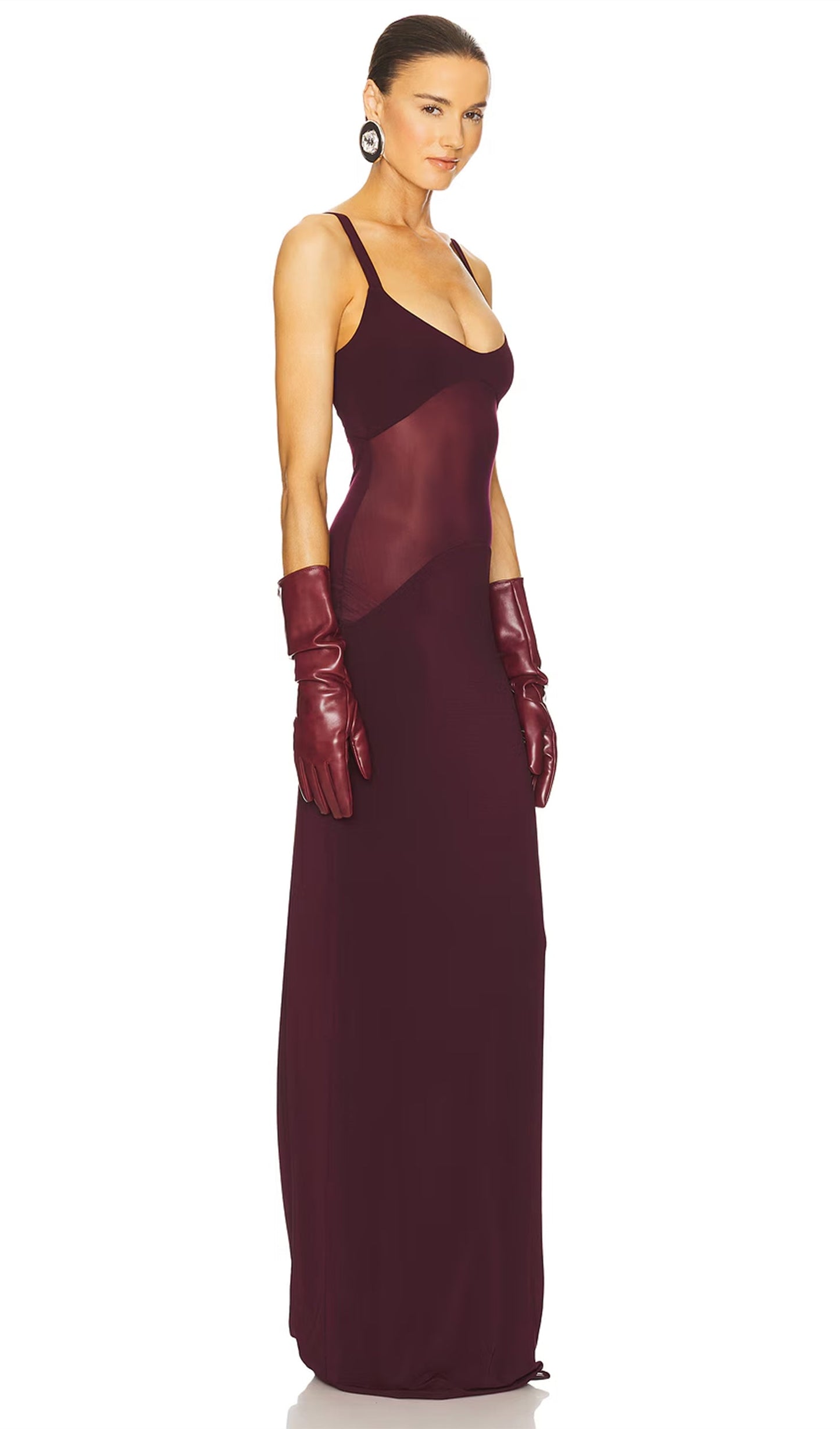 SHEER KNIT CURVE MAXI DRESS