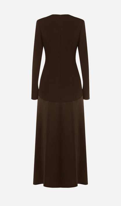 KNITTED SATIN MAXI DRESS