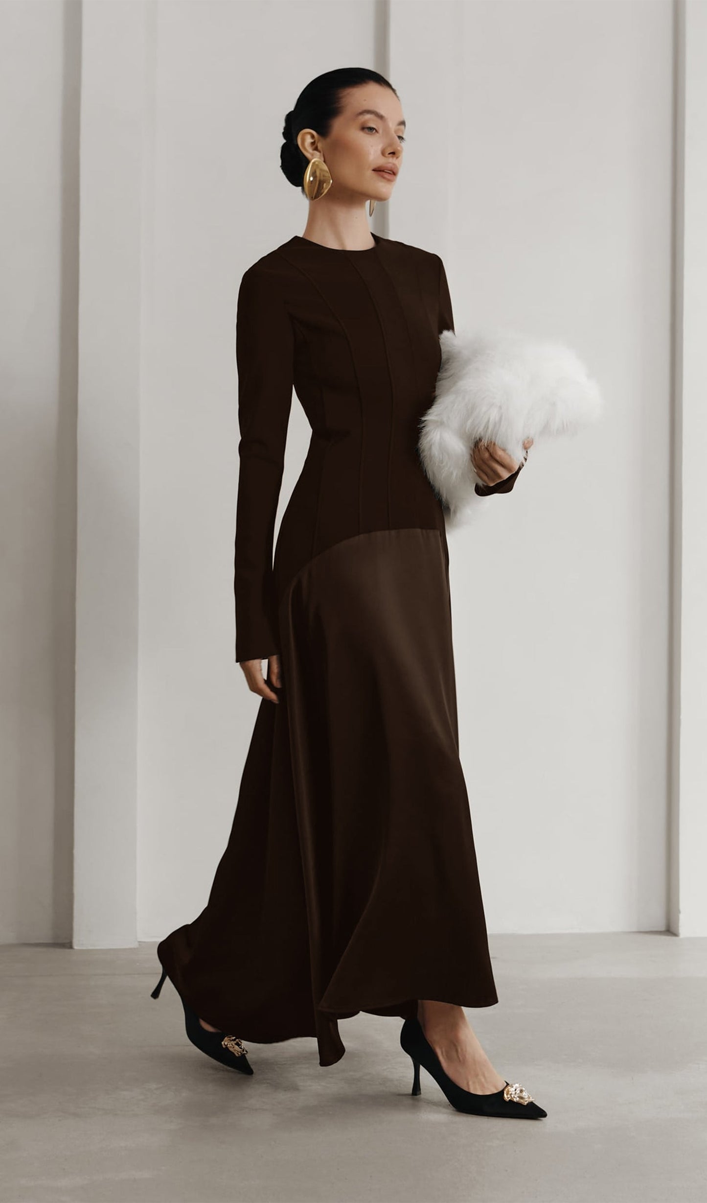 KNITTED SATIN MAXI DRESS
