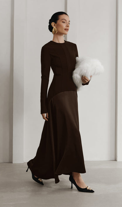 KNITTED SATIN MAXI DRESS
