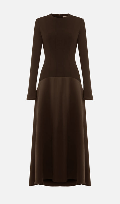 KNITTED SATIN MAXI DRESS