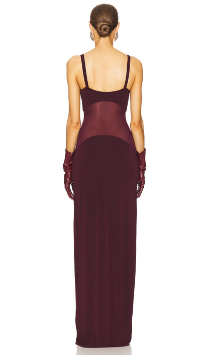SHEER KNIT CURVE MAXI DRESS