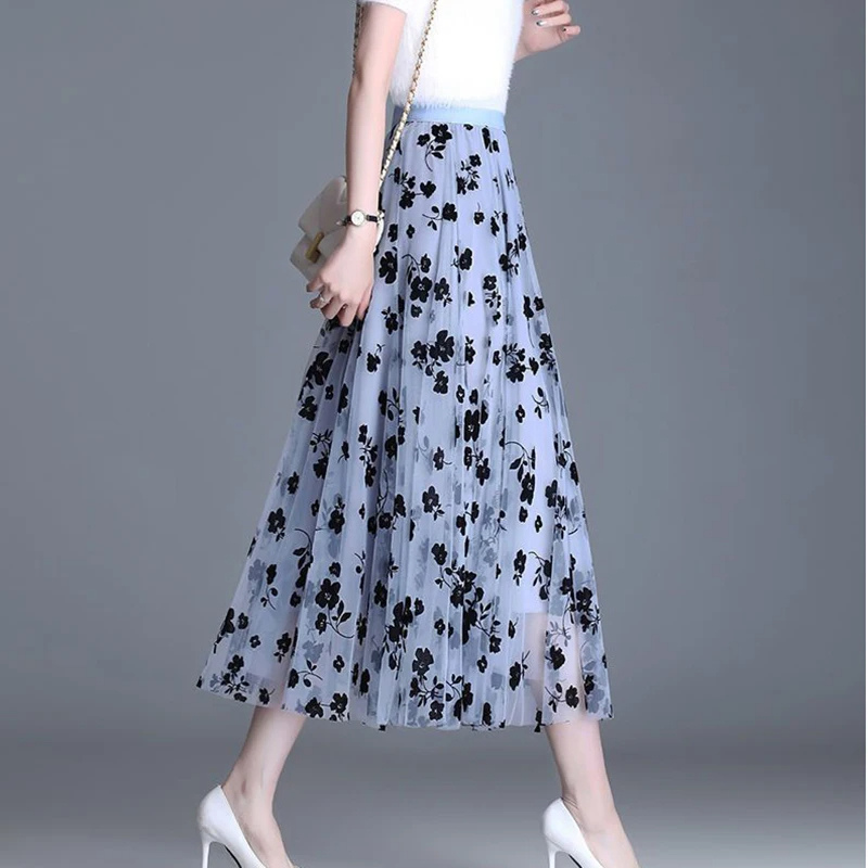 Jupe midi en maille florentine