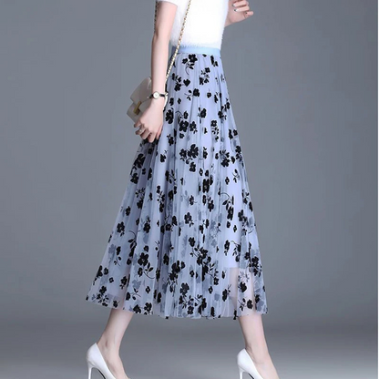 Jupe midi en maille florentine