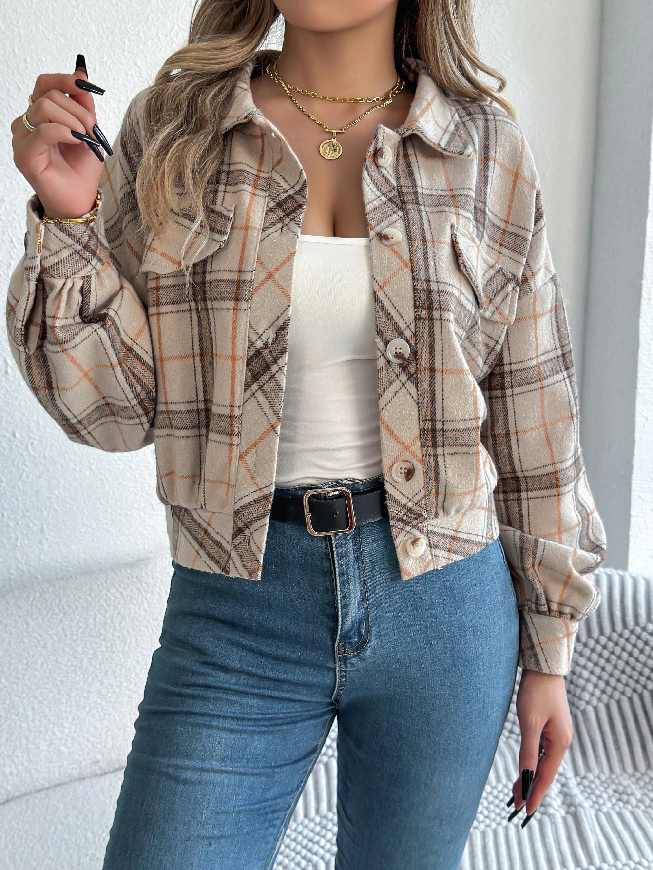 Aubrey Cropped Flannel Shacket