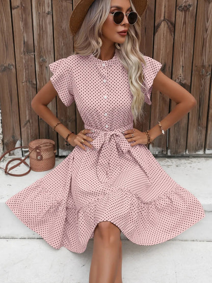 Vivienne Drapiertes Polka-Kleid