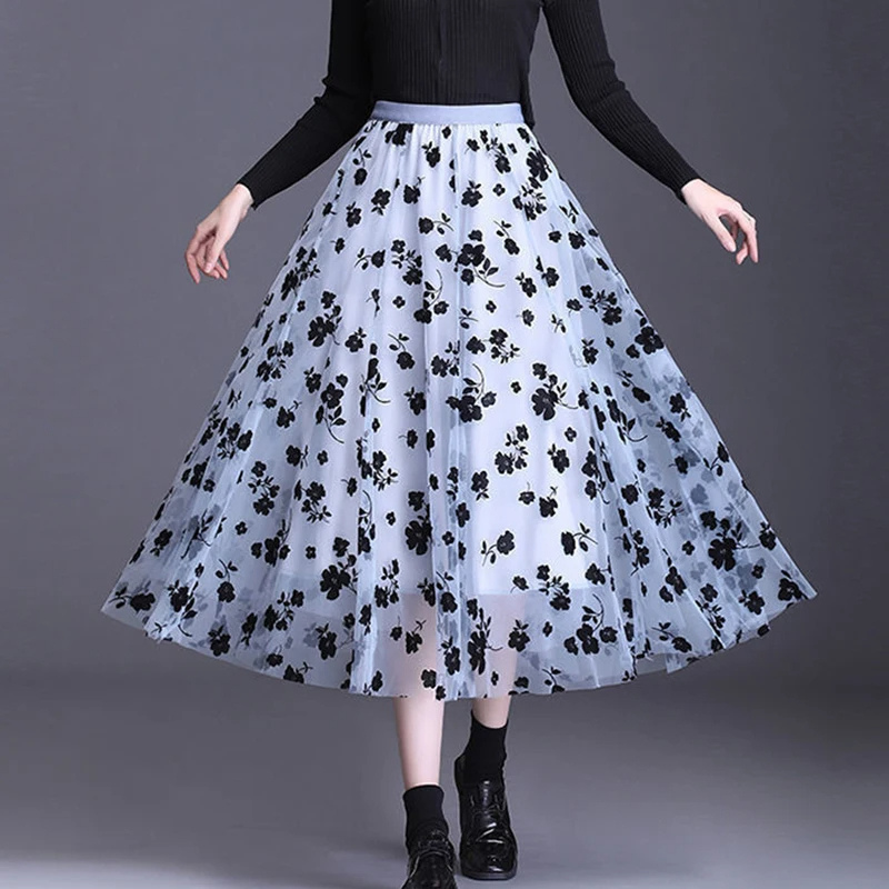 Jupe midi en maille florentine