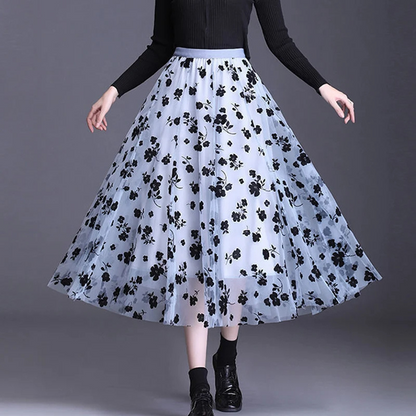 Jupe midi en maille florentine