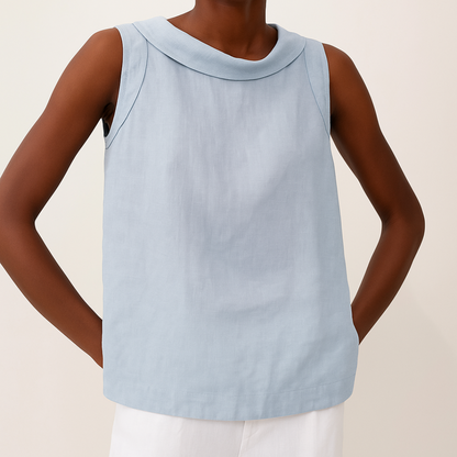 ELENA– SLEEVELESS ROLL COLLAR TOP