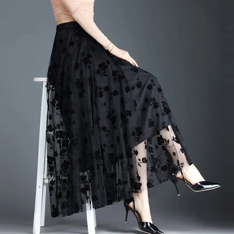 Jupe midi en maille florentine