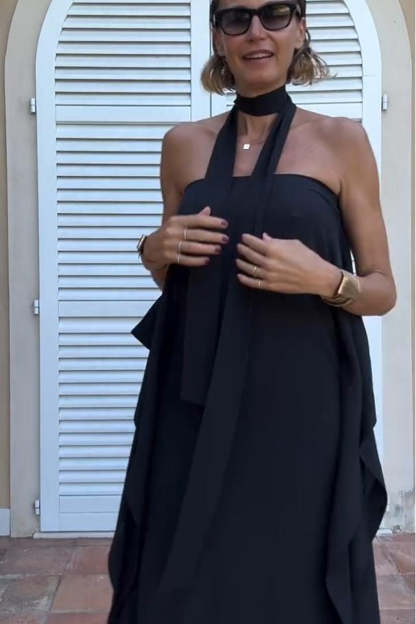 FLOWING ASYMMETRIC CAFTAN WITH BELT