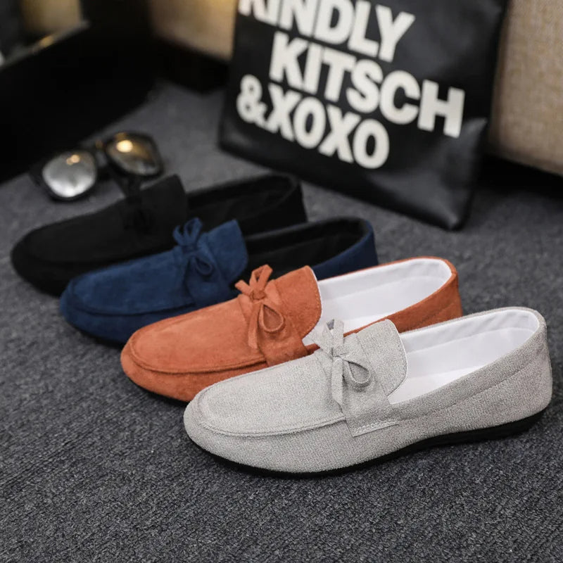 Wildleder-Loafer mit Schleife