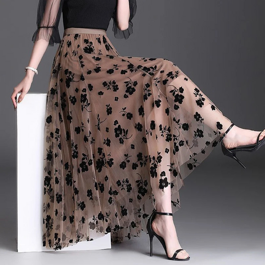 Jupe midi en maille florentine