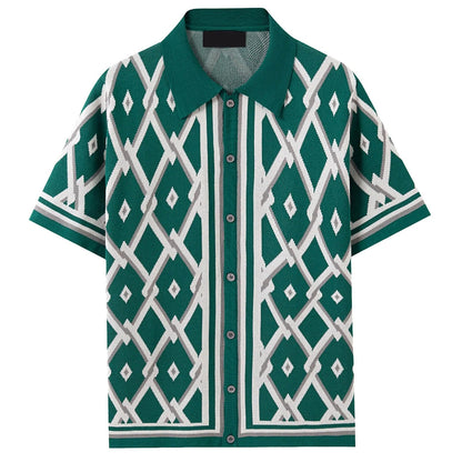 Gentry Jacquard Knit Button-Up