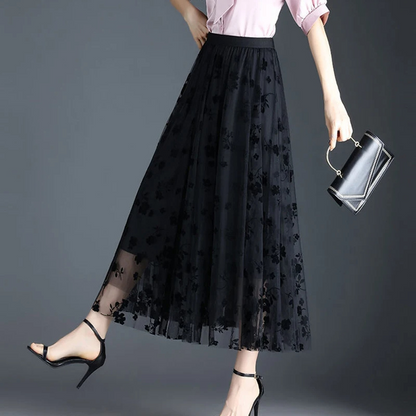 Jupe midi en maille florentine