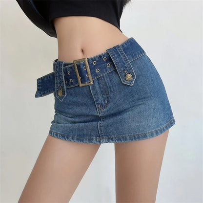 Mini-jupe en jean ceinturée Vixen