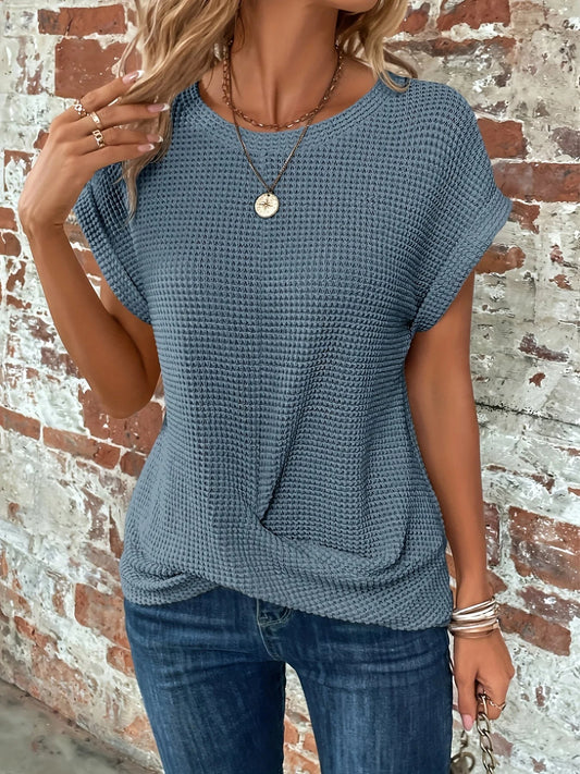 T-shirt torsadé en tricot gaufré Monroe