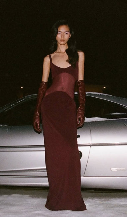 SHEER KNIT CURVE MAXI DRESS