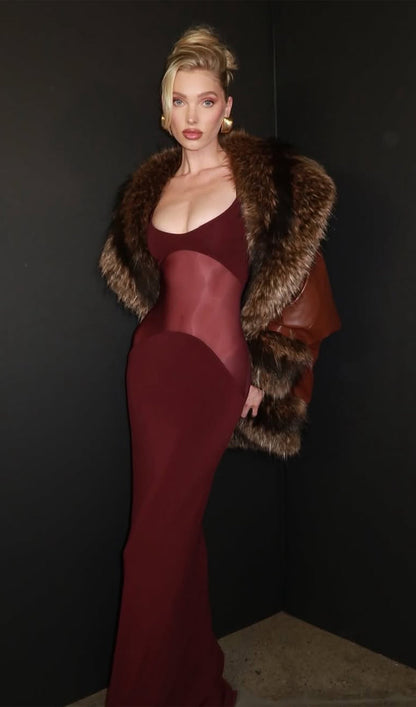 SHEER KNIT CURVE MAXI DRESS