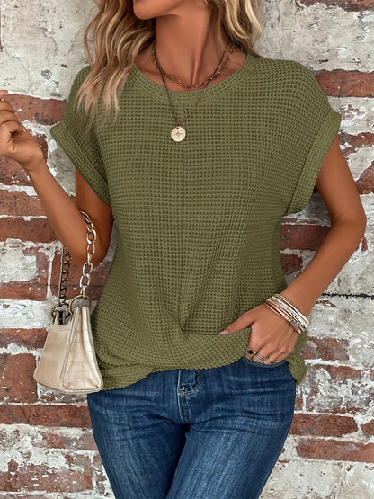 T-shirt torsadé en tricot gaufré Monroe