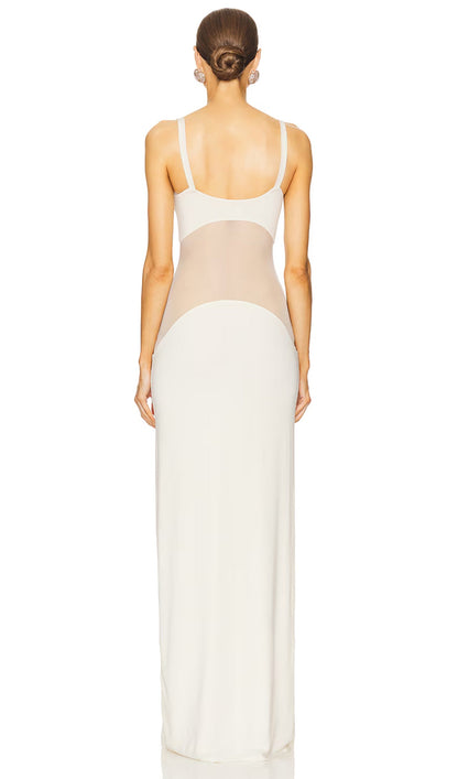 SHEER KNIT CURVE MAXI DRESS