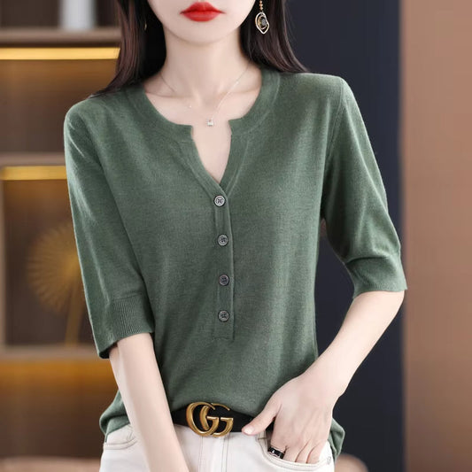 Chemise boutonnée en cachemire Sophia