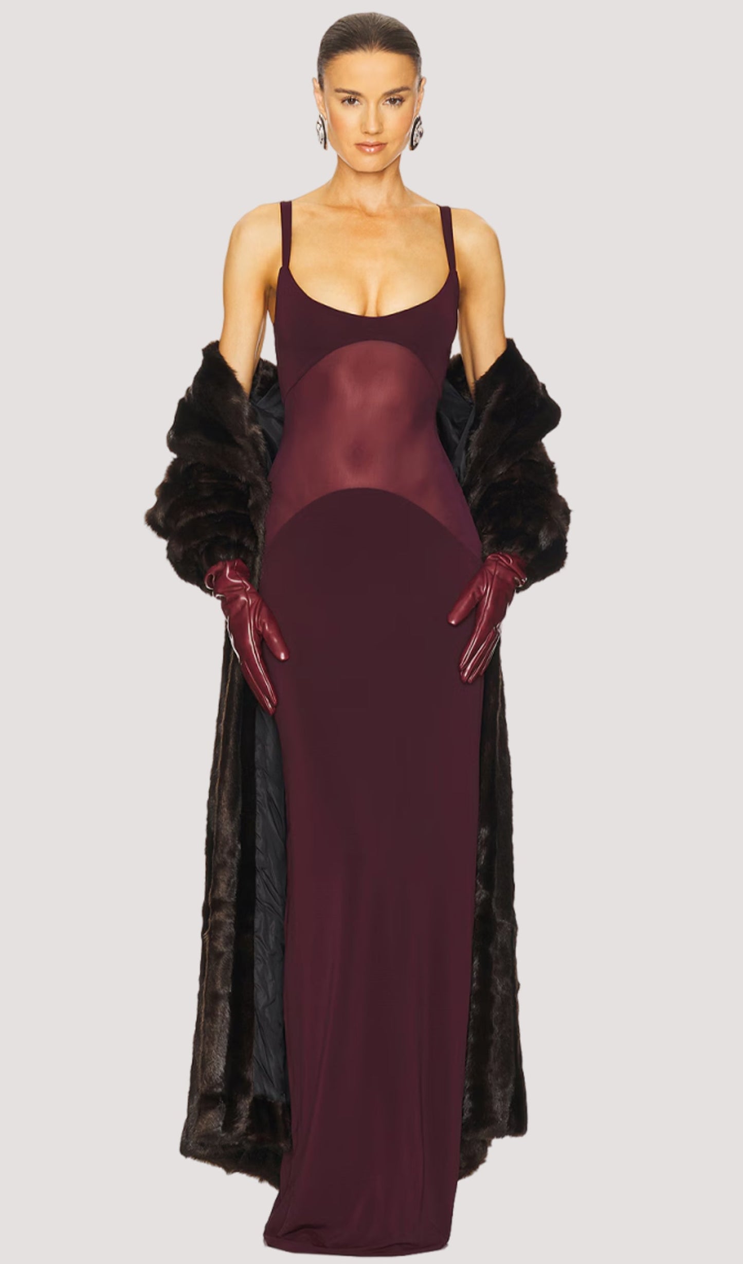 SHEER KNIT CURVE MAXI DRESS