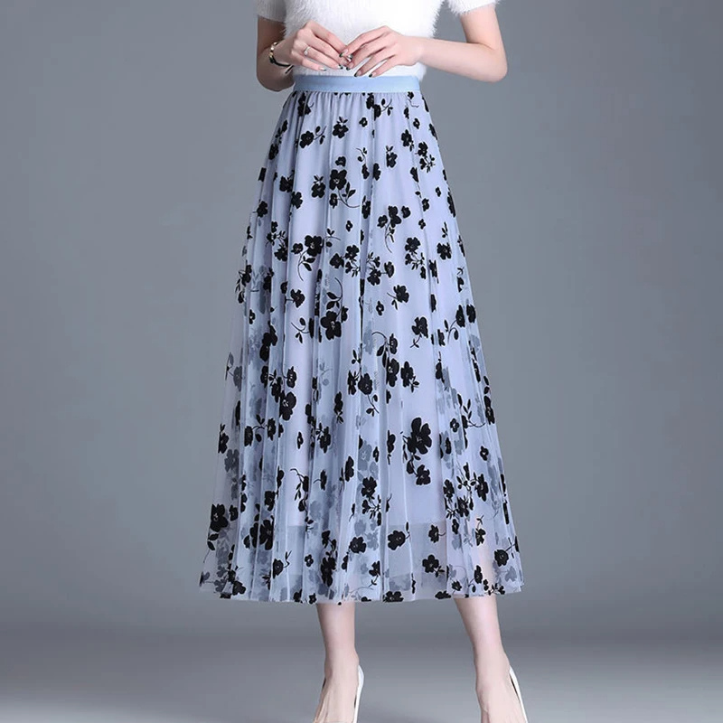 Jupe midi en maille florentine