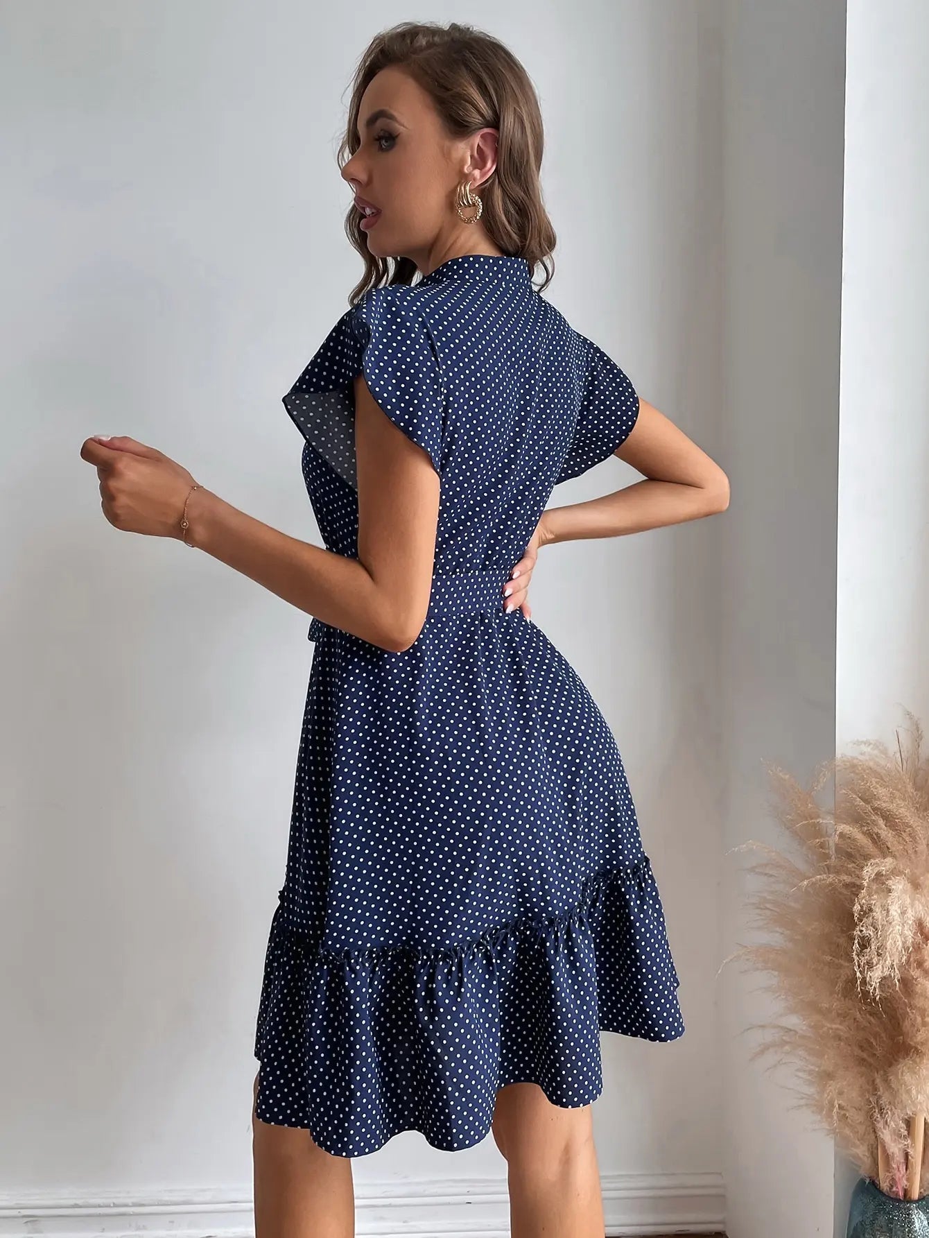 Vivienne Drapiertes Polka-Kleid