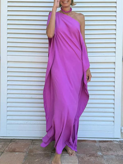FLOWING ASYMMETRIC CAFTAN WITH BELT