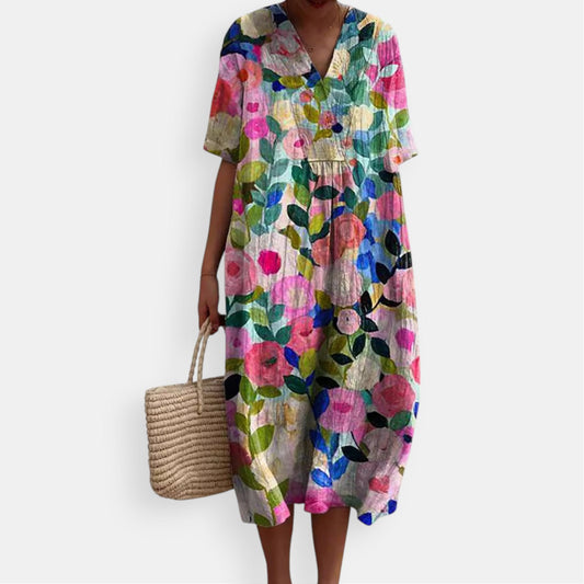 CELINA – FLORAL V-NECK DRESS