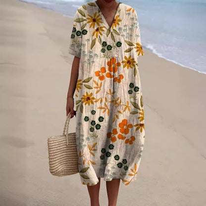 CELINA – FLORAL V-NECK DRESS