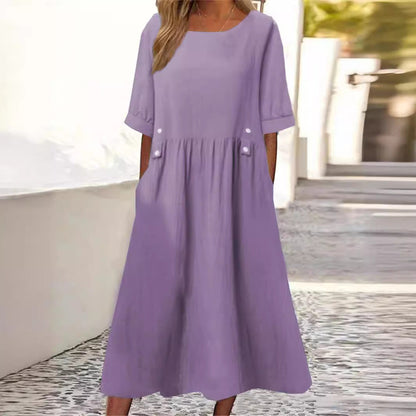 YASMINE – STYLISH COTTON-LINEN DRESS