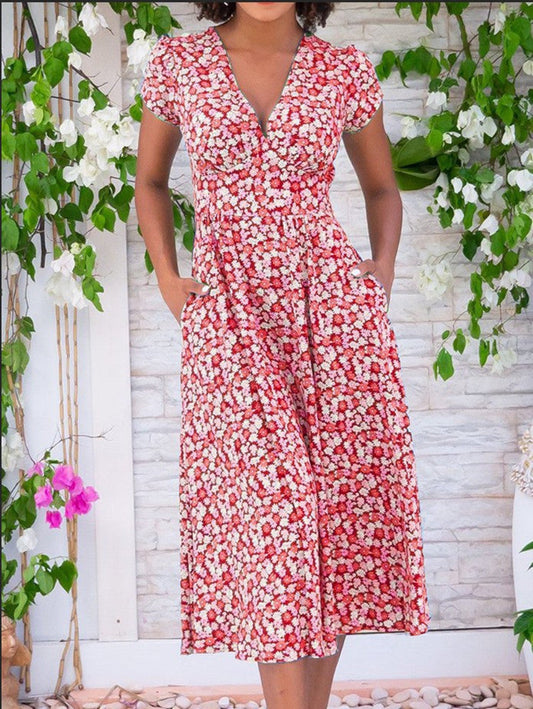 MAELIE – FLORAL BUTTON-DOWN MIDI DRESS