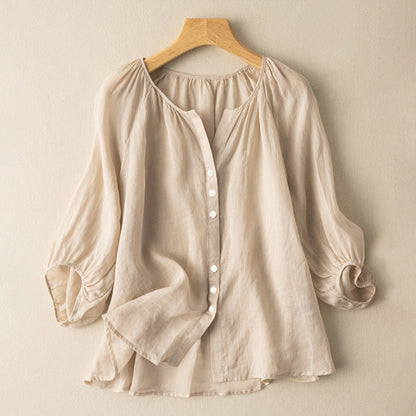 ALENA LINEN BLOUSE