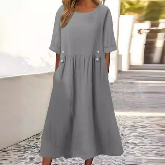 YASMINE – STYLISH COTTON-LINEN DRESS